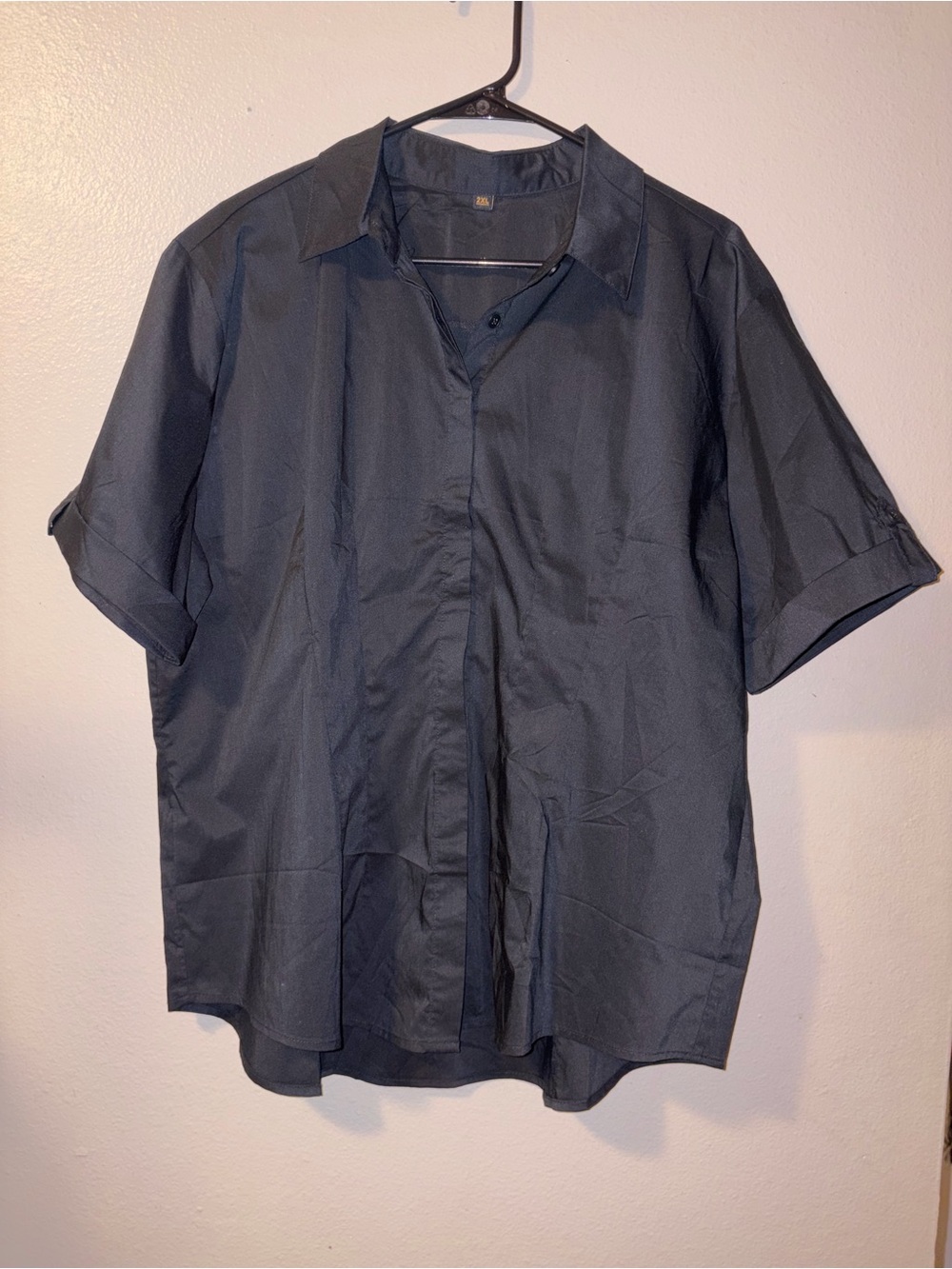 Women’s Short Sleeve Button-Up Shirt - Black
